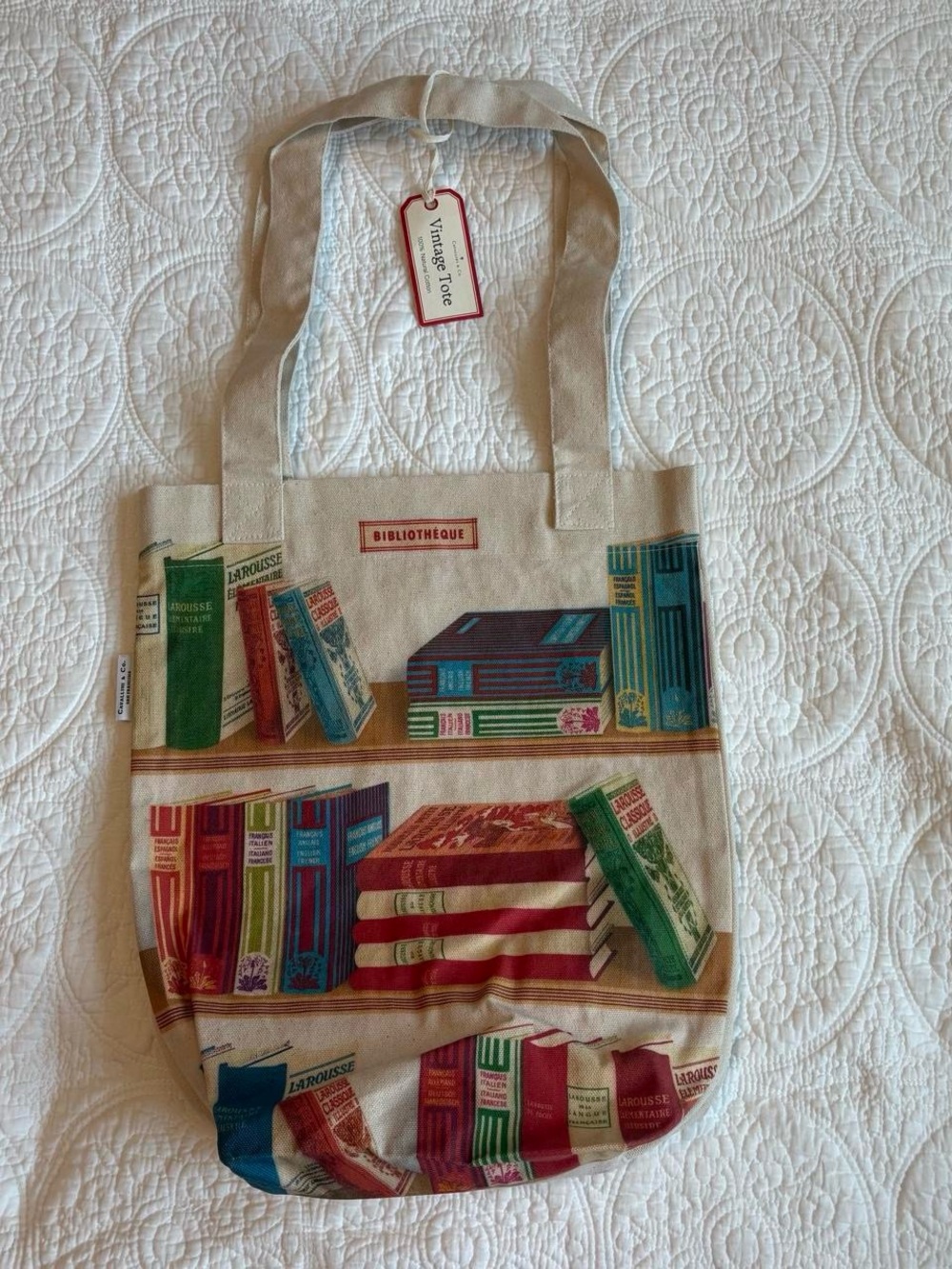 NWT Cavallini & Co. Bibliotheque Book Print Tote Bag
